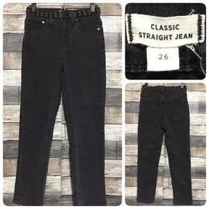 Madewell Classic Straight Jeans Women’s 26 Gray Black Accented Waist (Inseam 25)